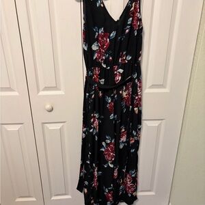 Xhilaration Black Maxi Dress with Red Floral Print